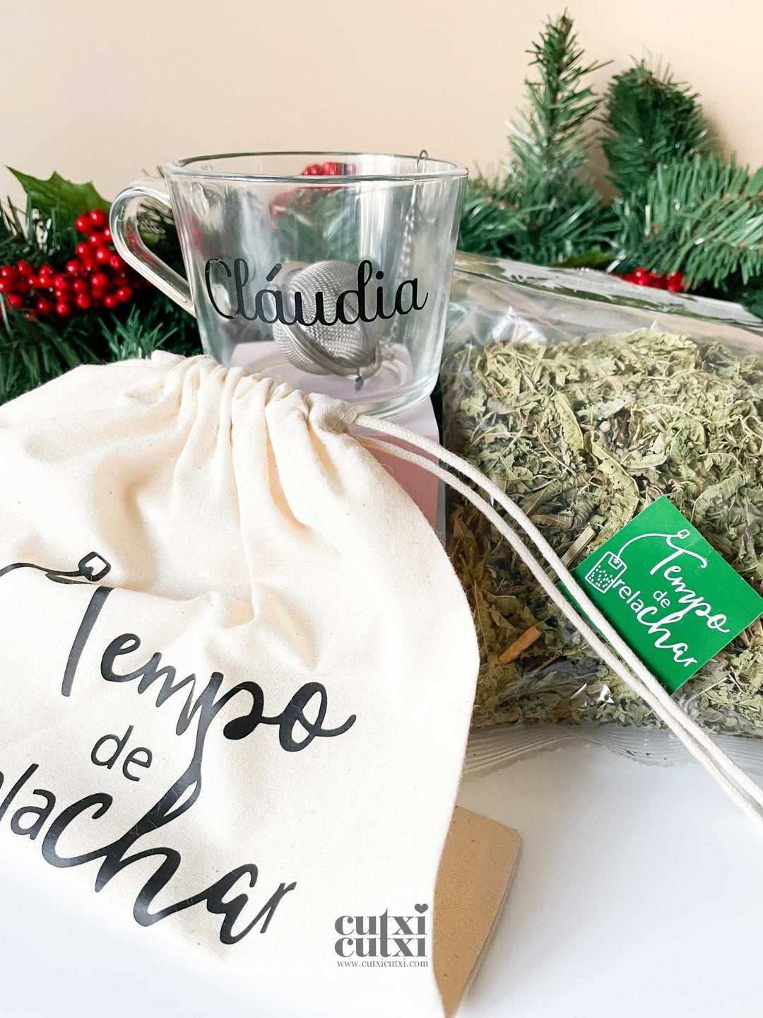 Tempo de relachar Chá saquinho caneca personalizada com nome