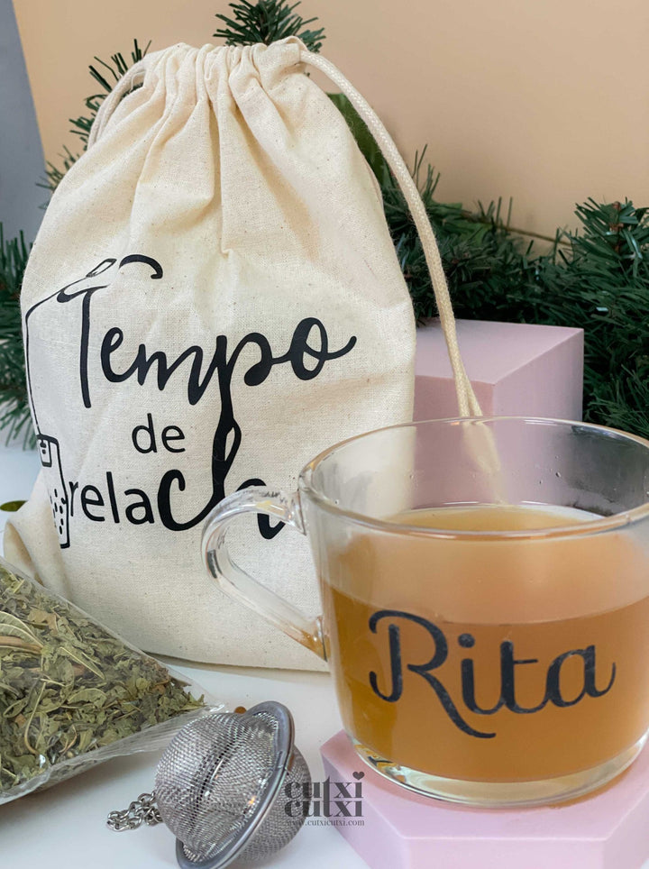 Tempo de relachar Chá saquinho caneca personalizada com nome