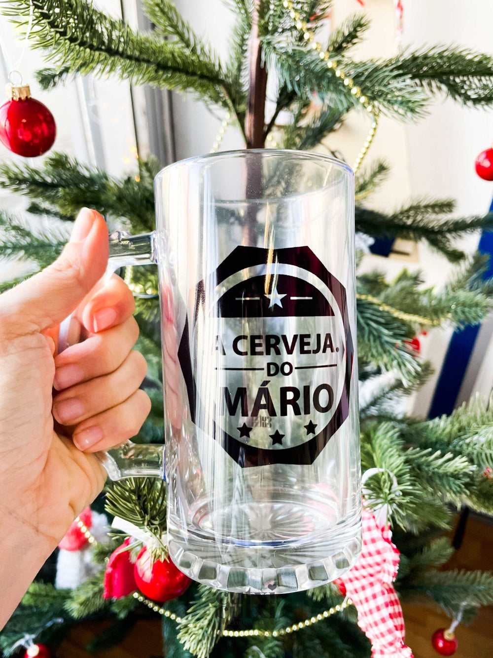 caneca de cerveja nome personzalizavel vidro transparente