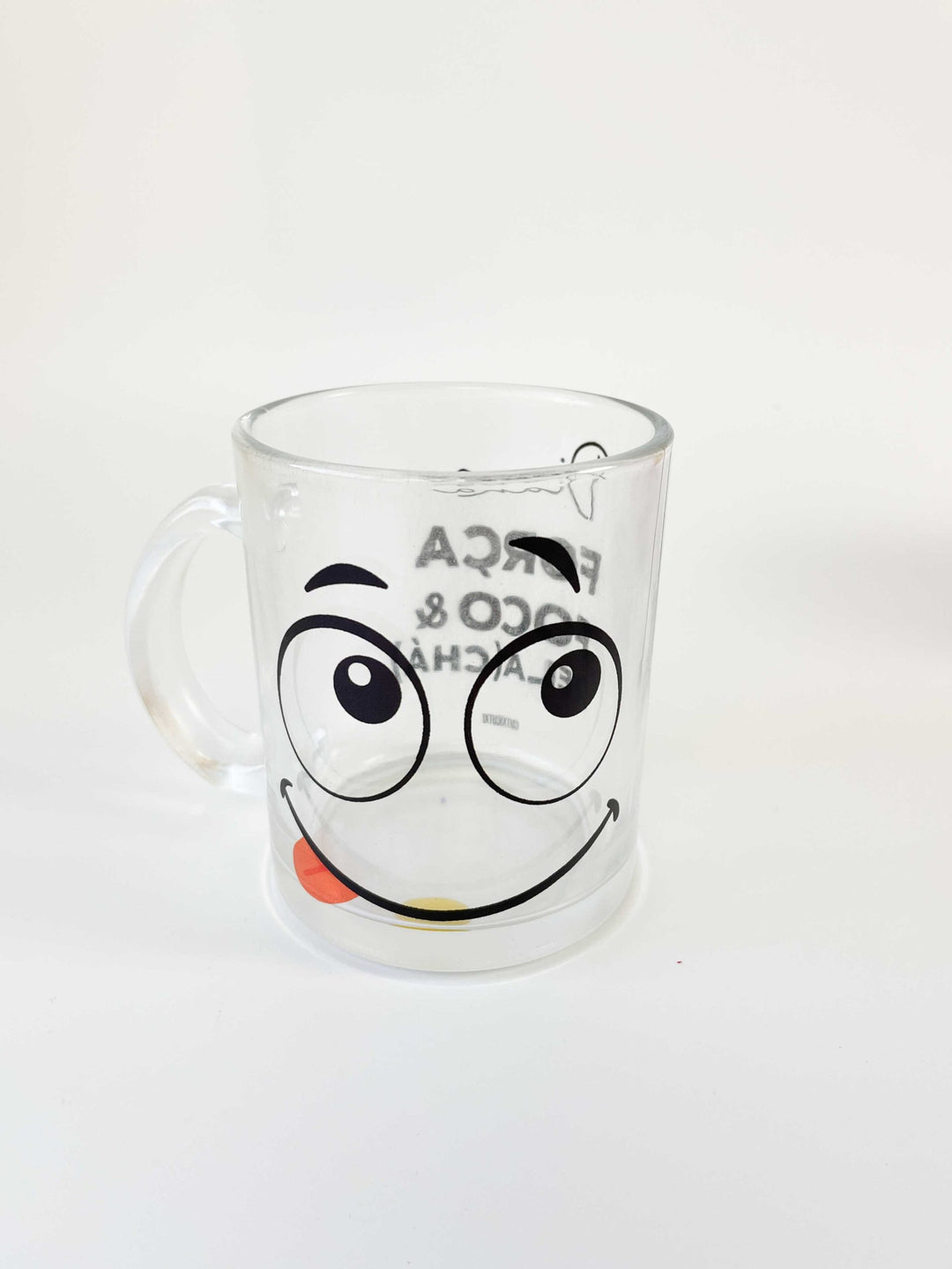Chavena de chá vidro transparente porcelana branca emoções cutxi