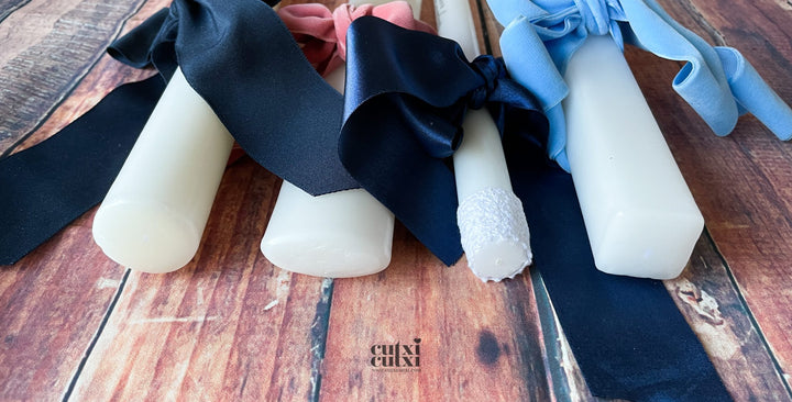 Conjunto Batizado Pureza Azul com Vela Toalha e Concha
