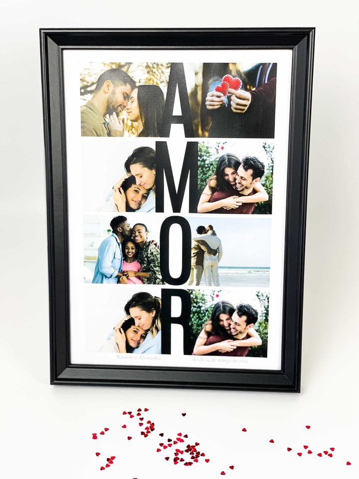 Quadro moldura preta amor dia dos namorados
