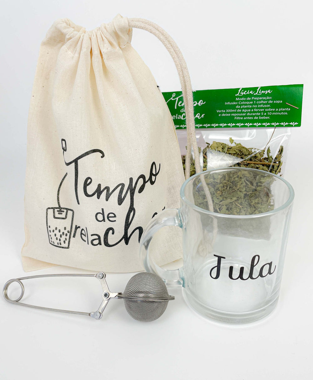 Tempo de relachar Chá saquinho caneca personalizada com nome