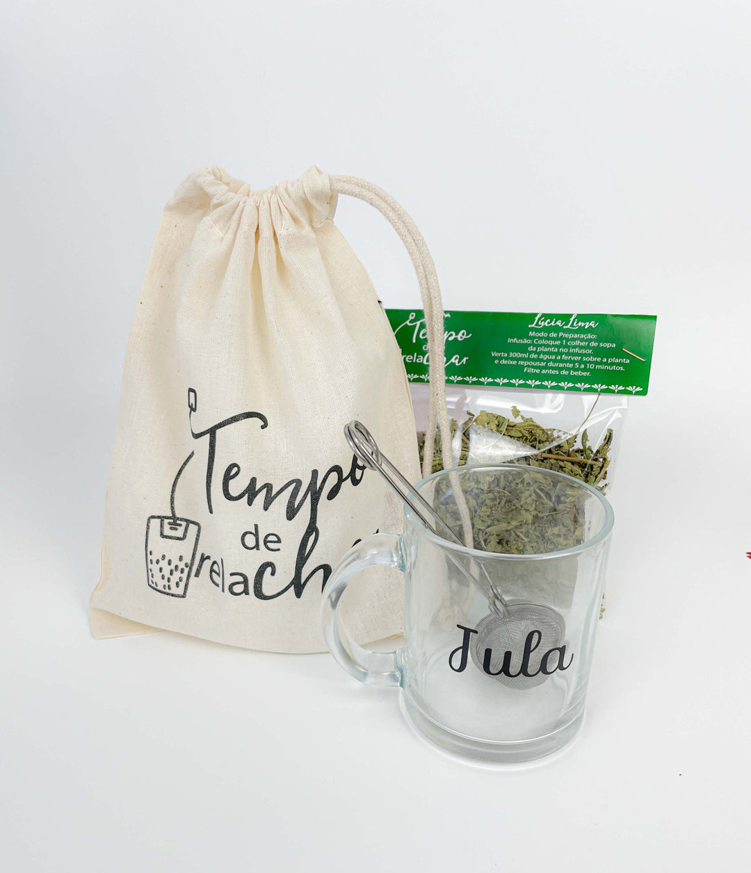 Tempo de relachar Chá saquinho caneca personalizada com nome