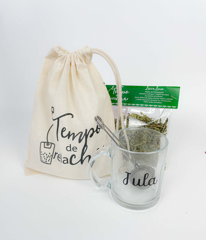 Tempo de relachar Chá saquinho caneca personalizada com nome