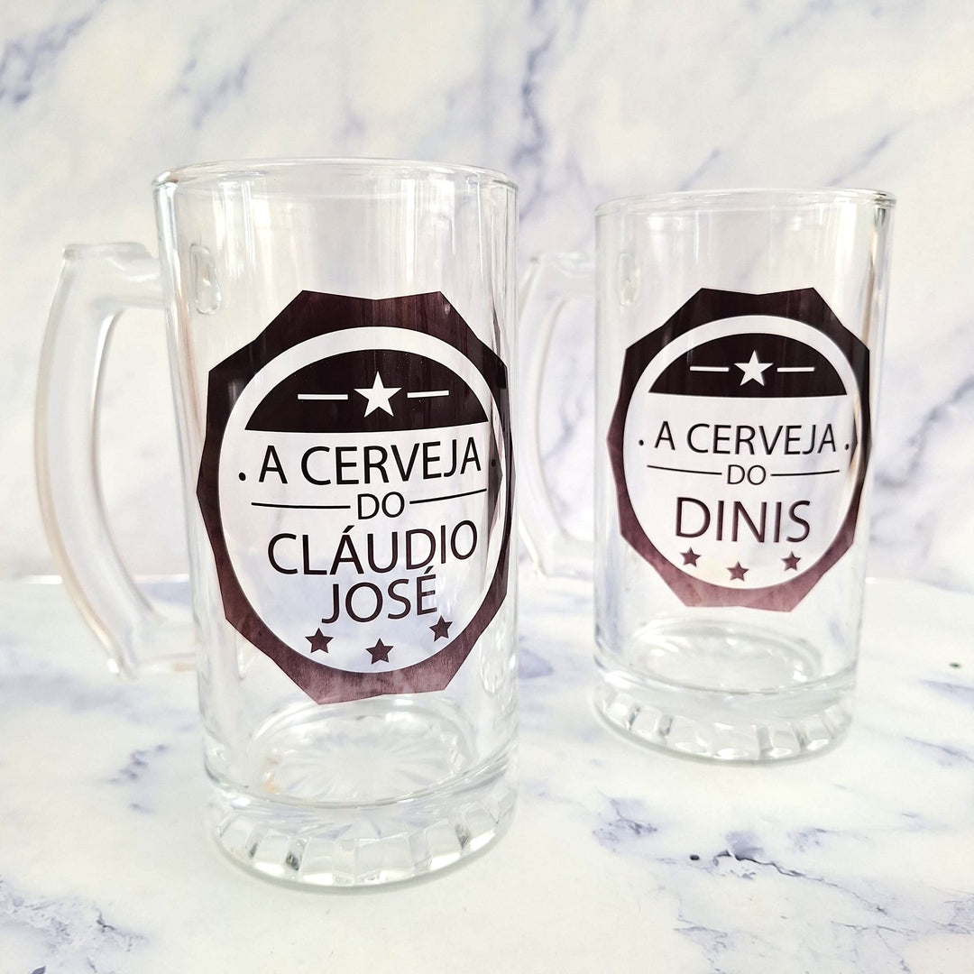 Caneca de Vidro para Cerveja, personalizada com o nome