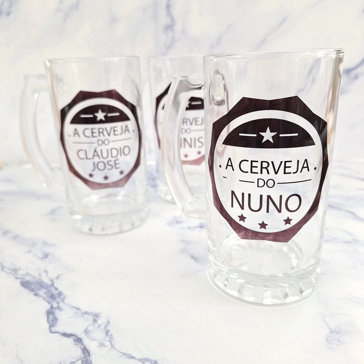 Caneca de Vidro para Cerveja, personalizada com o nome