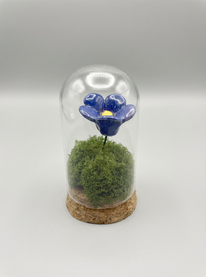Mini Campânula Encantada com Flor de Cerâmica | Presente Artesanal