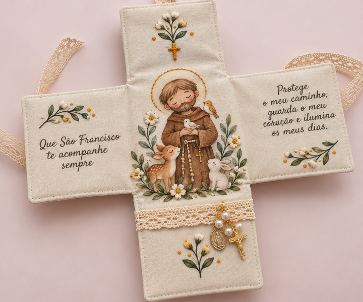 Maria Embroidered and Painted Devotional Shrine