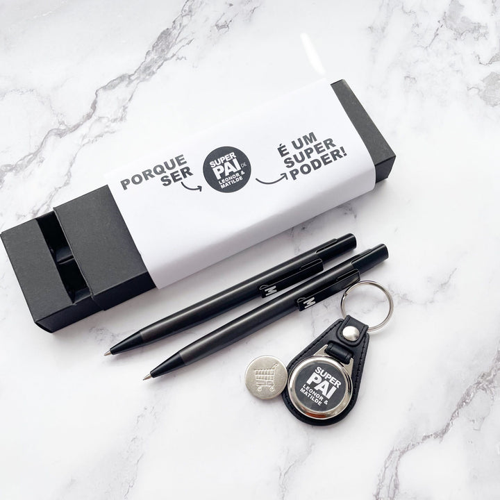 Kit Presente para Pai – Caneta, Lapiseira e Porta-Chaves Personalizado