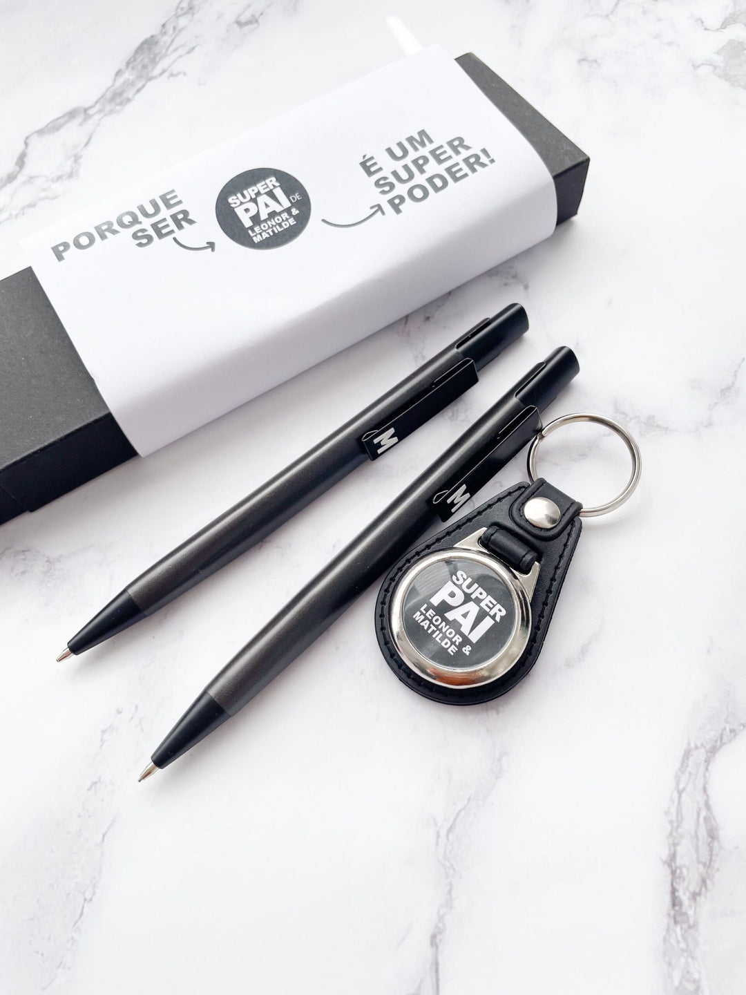 Kit Presente para Pai – Caneta, Lapiseira e Porta-Chaves Personalizado