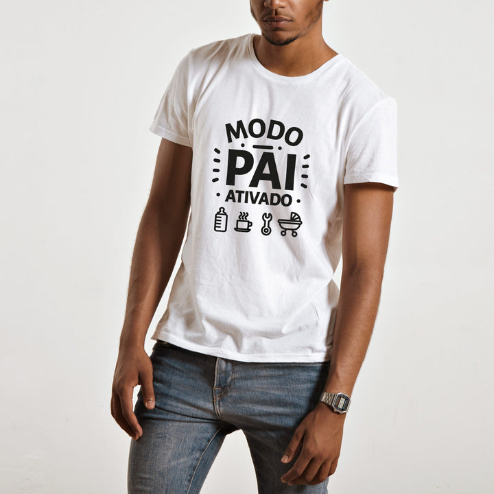 T-shirt Modo Pai Ativado – Para Revelação ou Momentos Pai e Filhos 👶⚡