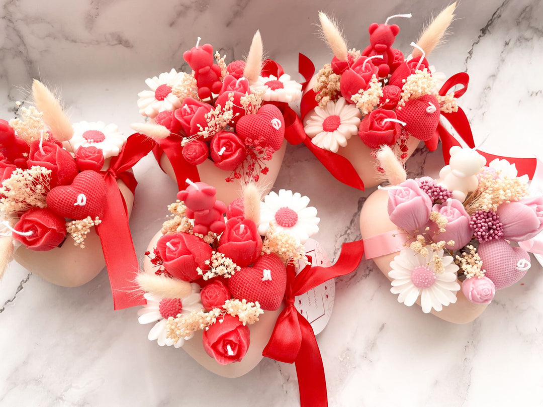 Arranjo Floral com Flores de Vela - Coração Florido de Amor 🌹❤️ Edição especial Dia dos Namorados
