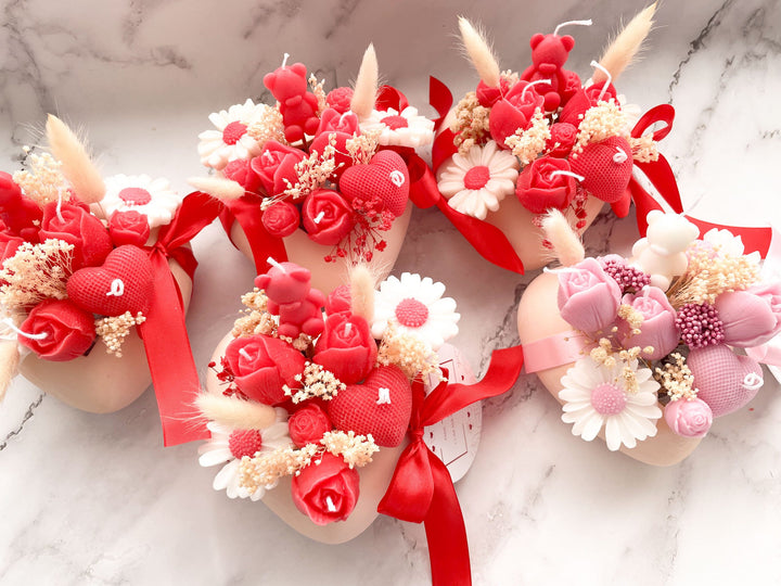 Arranjo Floral com Flores de Vela - Coração Florido de Amor 🌹❤️ Edição especial Dia dos Namorados