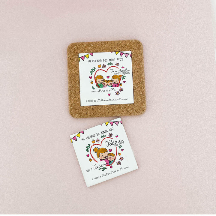 Azulejo com ilustração e mensagem personalizada (Presente para Avós, Avô, Avó) - Cutxi Cutxi - Presentes Personalizados