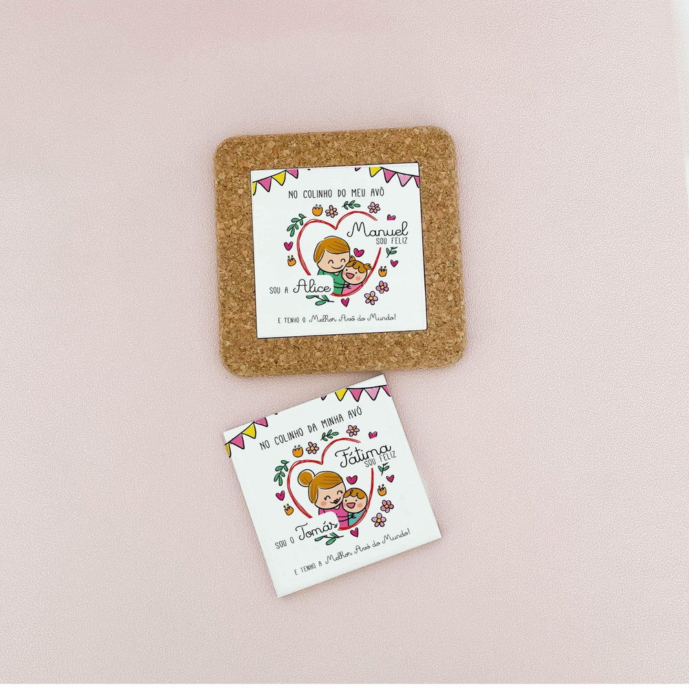 Azulejo com ilustração e mensagem personalizada (Presente para Avós, Avô, Avó) - Cutxi Cutxi - Presentes Personalizados
