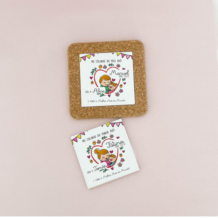 Azulejo com ilustração e mensagem personalizada (Presente para Avós, Avô, Avó) - Cutxi Cutxi - Presentes Personalizados