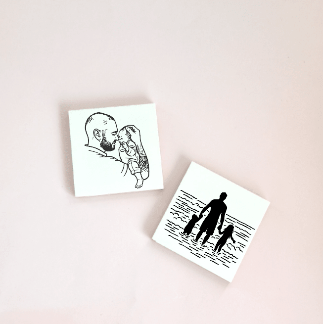 Azulejo Mini Retrato em Traço | Mãe - Cutxi Cutxi - Presentes Personalizados