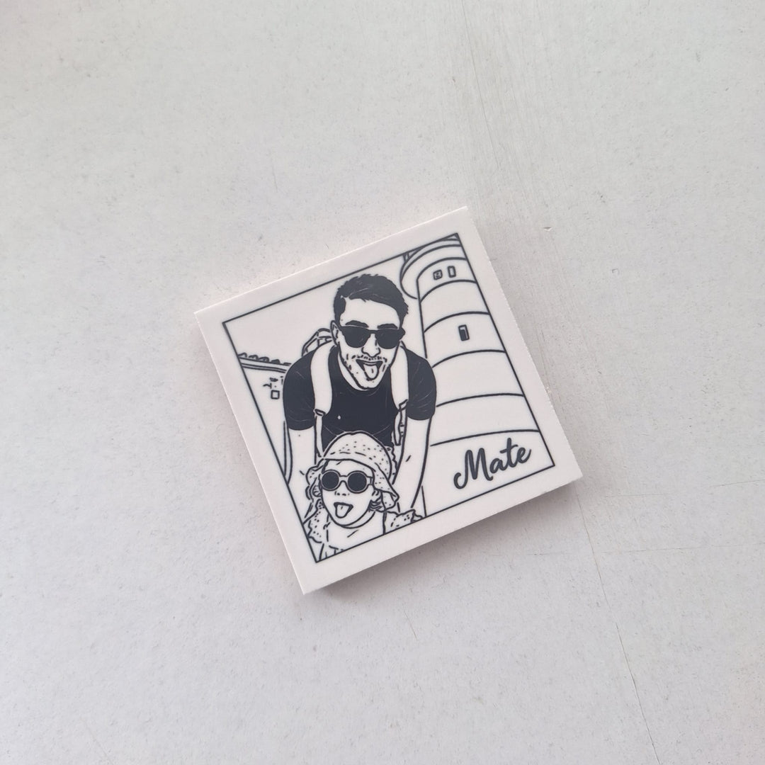 Azulejo Mini Retrato em Traço | Mãe - Cutxi Cutxi - Presentes Personalizados