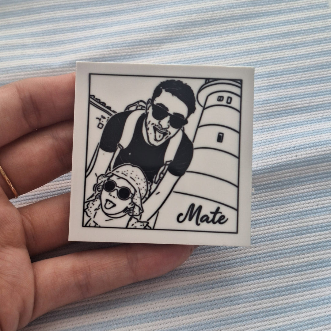Azulejo Mini Retrato em Traço | Mãe - Cutxi Cutxi - Presentes Personalizados