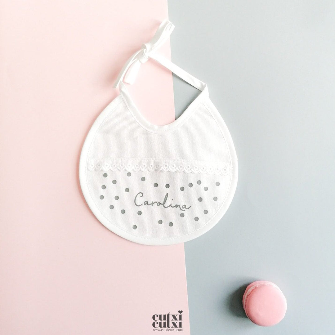 Babete para bebé com nome - Cutxi Cutxi - Presentes Personalizados