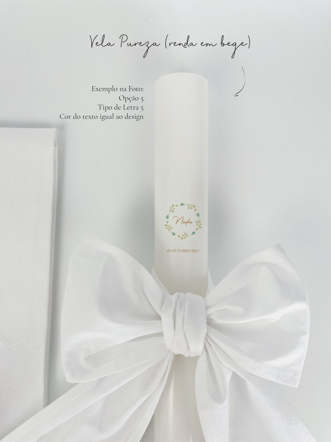 Conjunto Batizado Gratidão | Vela · Toalha · Concha · Caixa em veludo cinza
