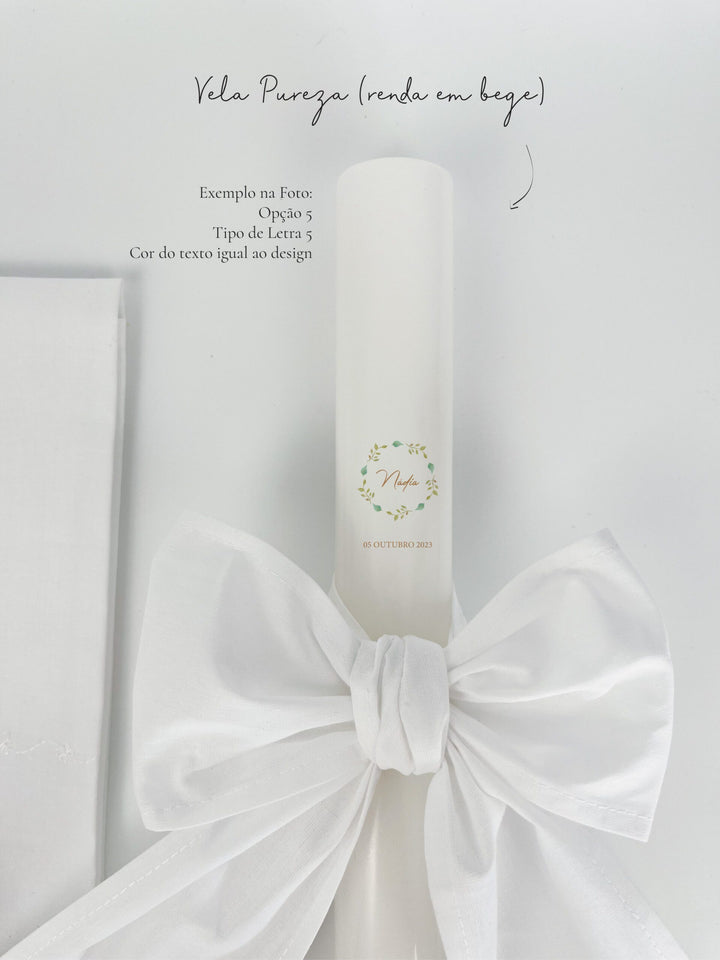 Conjunto Batizado Gratidão | Vela · Toalha · Concha · Caixa em veludo cinza