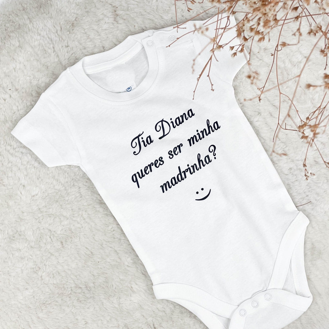 Body Bebé Convite Queridos Padrinhos - Cutxi Cutxi - Presentes Personalizados