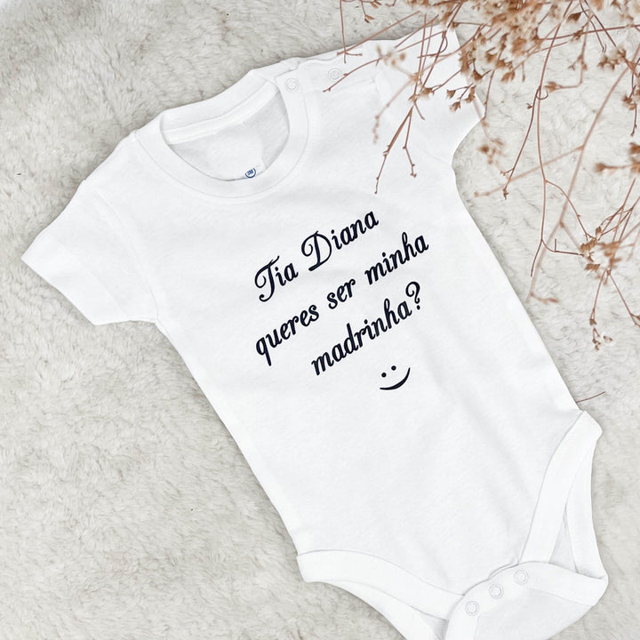 Body Bebé Convite Queridos Padrinhos - Cutxi Cutxi - Presentes Personalizados