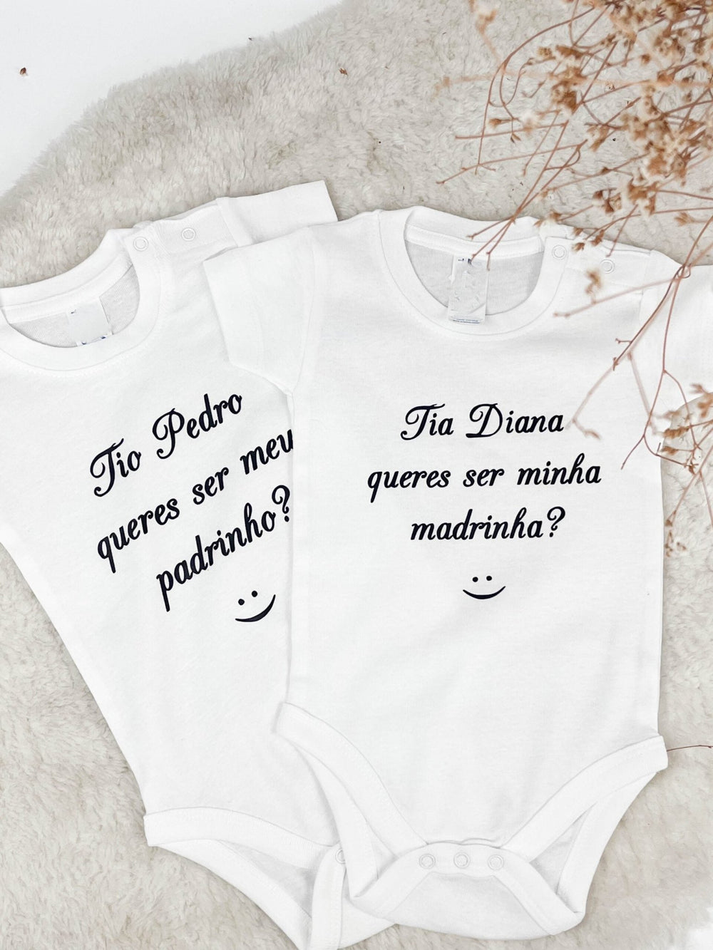 Body Bebé Convite Queridos Padrinhos - Cutxi Cutxi - Presentes Personalizados