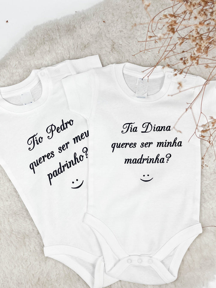 Body Bebé Convite Queridos Padrinhos