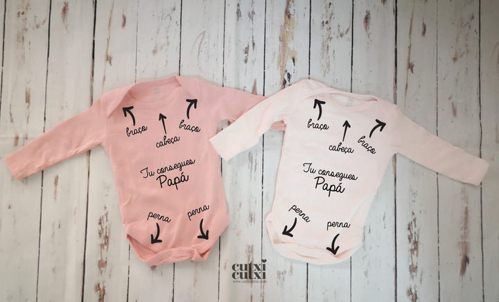 Body de Instruções para bebé - Um Guia para Papás de Primeira Viagem 👶✨ - Cutxi Cutxi - Presentes Personalizados