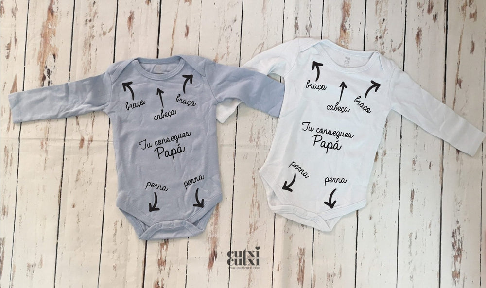 Body de Instruções para bebé - Um Guia para Papás de Primeira Viagem 👶✨ - Cutxi Cutxi - Presentes Personalizados