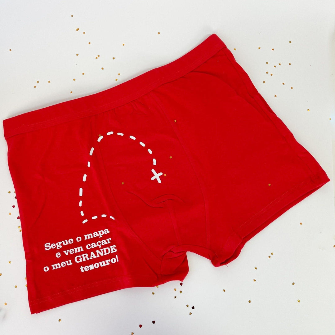 Boxers Segue o mapa e vem caçar o meu grande tesouro! - Presente Namorados - Cutxi Cutxi - Presentes Personalizados