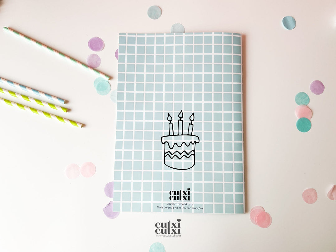 Caderneta de Cromos Aniversário - Cutxi Cutxi - Presentes Personalizados