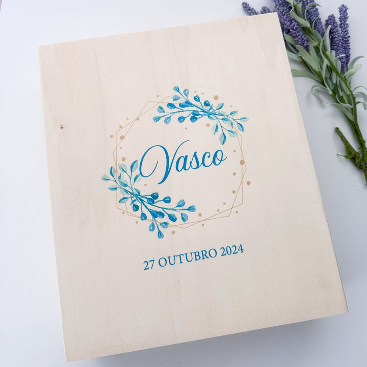 Caixa Batizado DELUX NATURE com fecho metálico - ideal para 2 conjuntos de batizado - Cutxi Cutxi - Presentes Personalizados