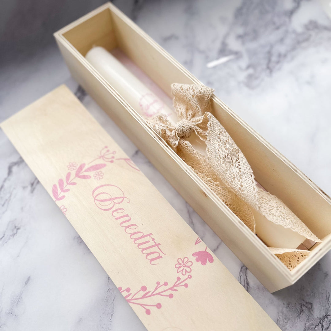 Caixa Batizado DELUX NATURE para vela - Cutxi Cutxi - Presentes Personalizados