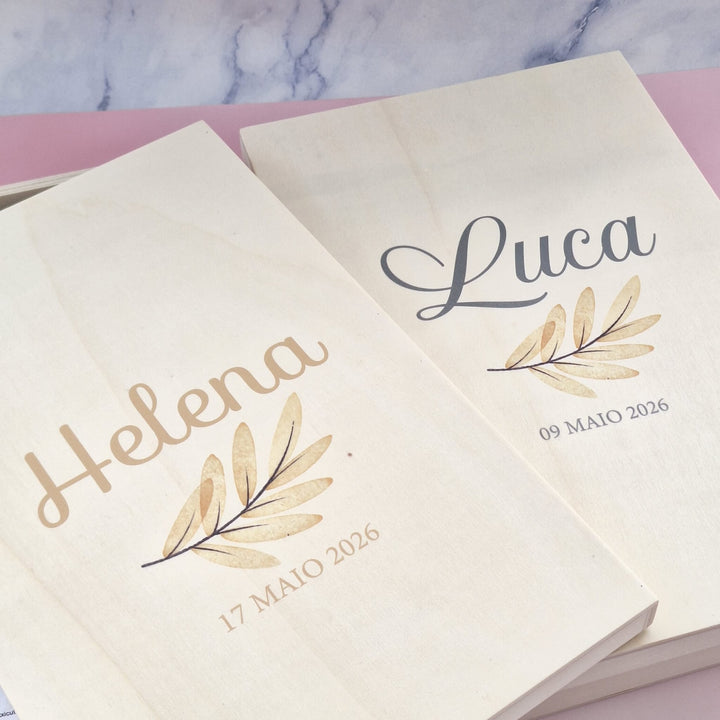 Caixa Batizado DELUX NATURE para vela toalha e concha - Cutxi Cutxi - Presentes Personalizados