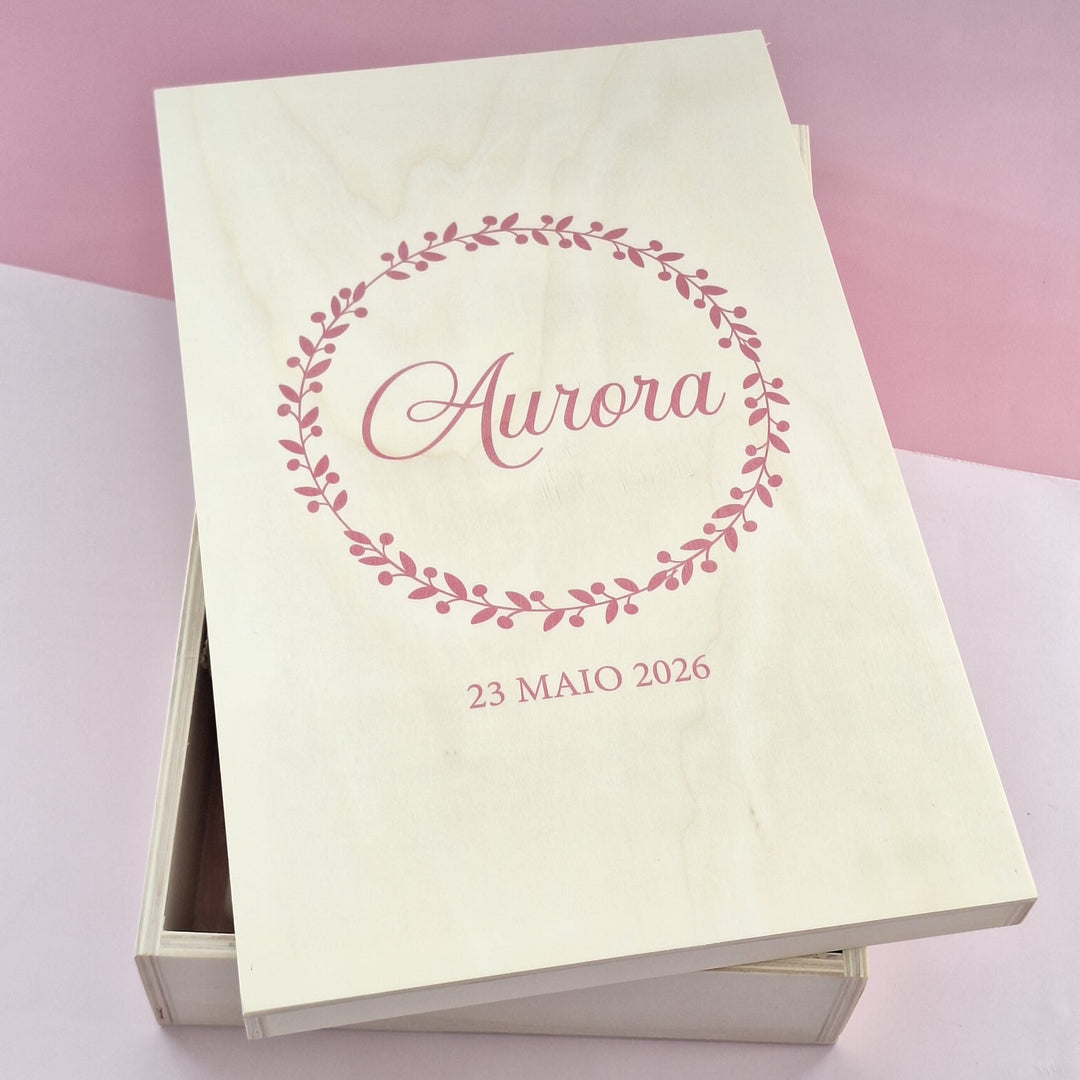 Caixa Batizado DELUX NATURE para vela toalha e concha - Cutxi Cutxi - Presentes Personalizados