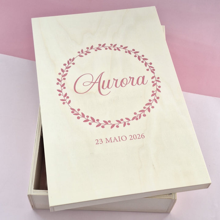 Caixa Batizado DELUX NATURE para vela toalha e concha - Cutxi Cutxi - Presentes Personalizados