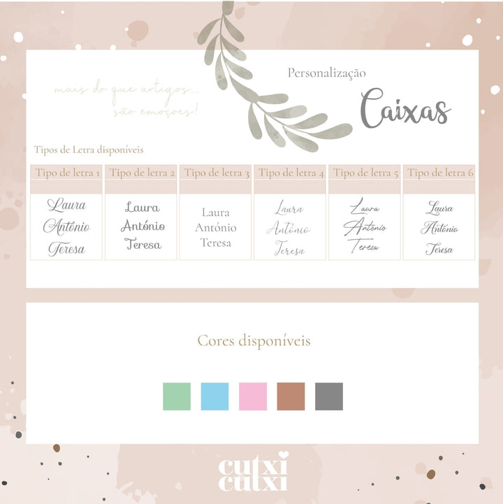Caixa Batizado DELUX NATURE para vela toalha e concha - Cutxi Cutxi - Presentes Personalizados