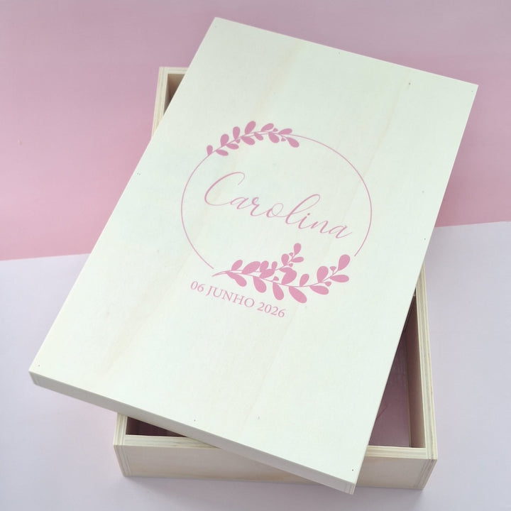 Caixa Batizado DELUX NATURE para vela toalha e concha - Cutxi Cutxi - Presentes Personalizados