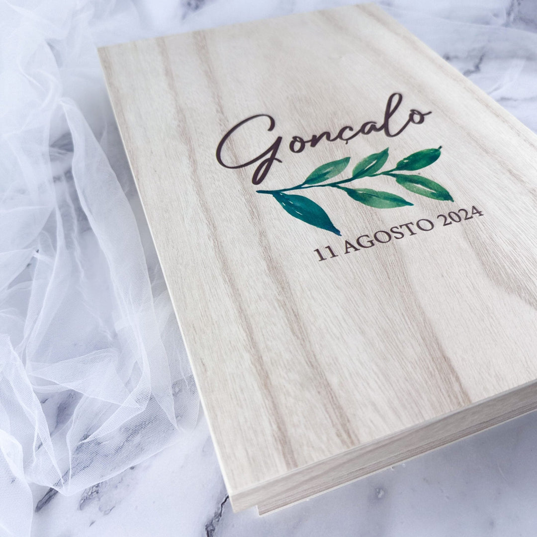 Caixa Batizado DELUX NATURE para vela toalha e concha - Cutxi Cutxi - Presentes Personalizados