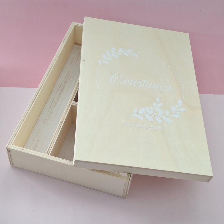 Caixa Batizado DELUX NATURE para vela toalha e concha - Cutxi Cutxi - Presentes Personalizados