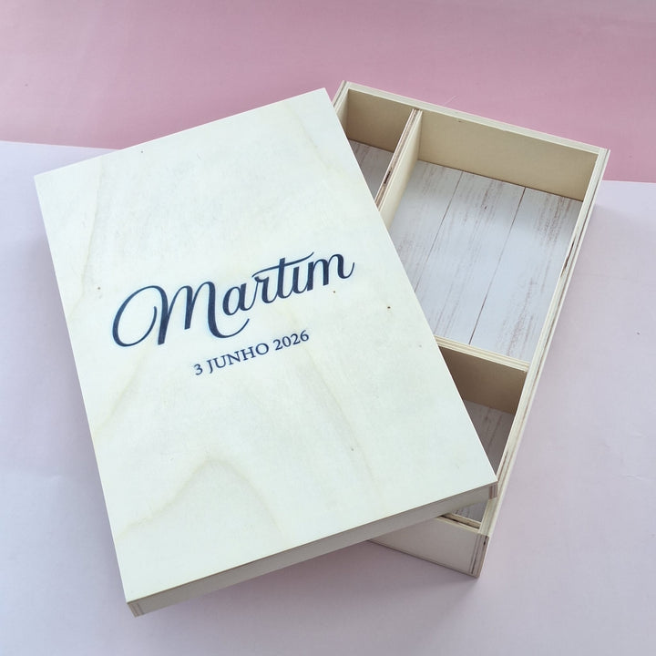 Caixa Batizado DELUX NATURE para vela toalha e concha - Cutxi Cutxi - Presentes Personalizados