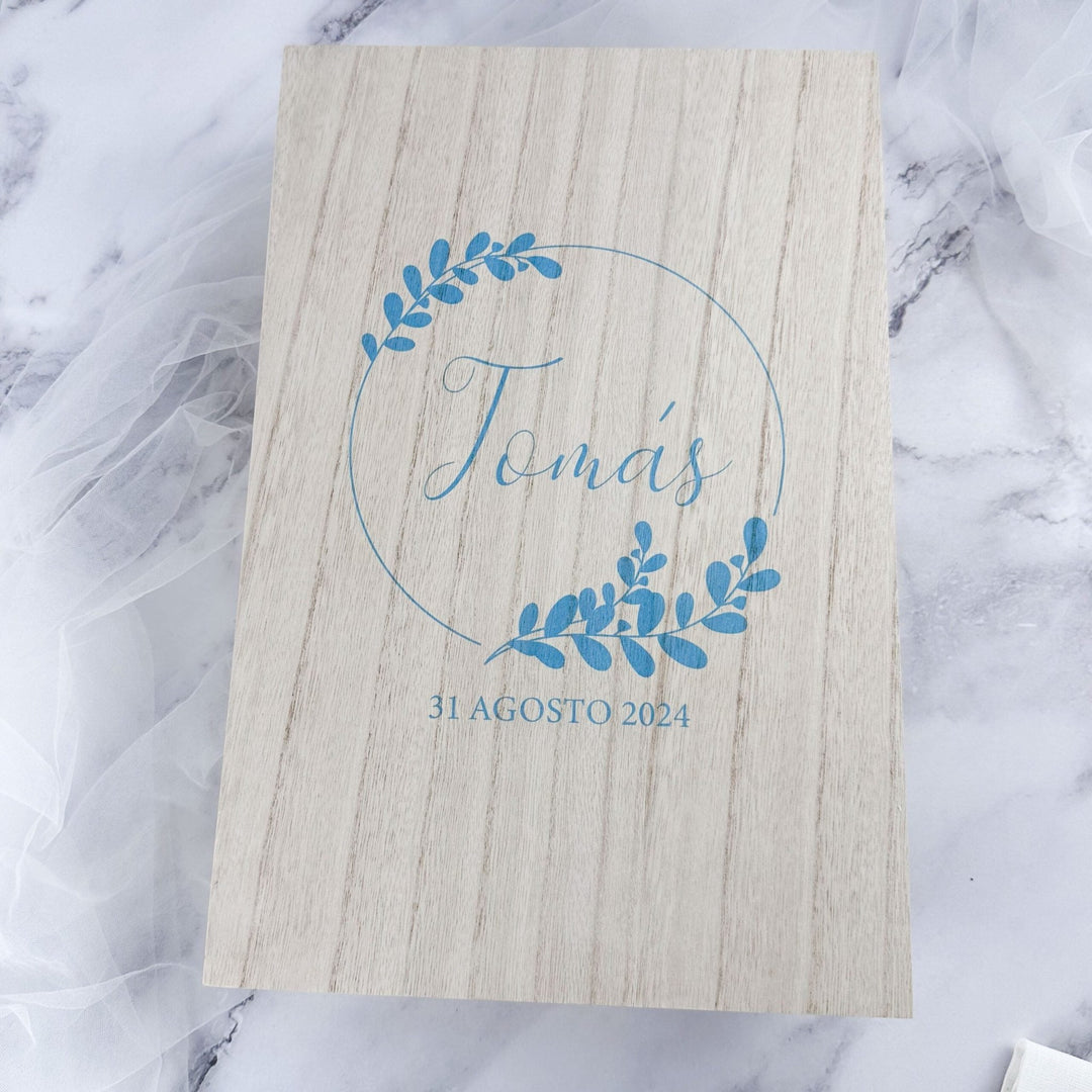 Caixa Batizado DELUX NATURE para vela toalha e concha - Cutxi Cutxi - Presentes Personalizados