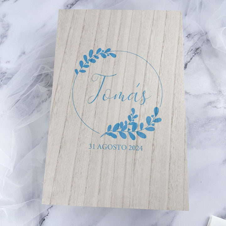 Caixa Batizado DELUX NATURE para vela toalha e concha - Cutxi Cutxi - Presentes Personalizados