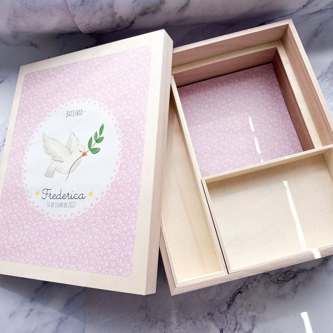Caixa Batizado Ilustração para Vela Toalha Concha Roupinha - Cutxi Cutxi - Presentes Personalizados