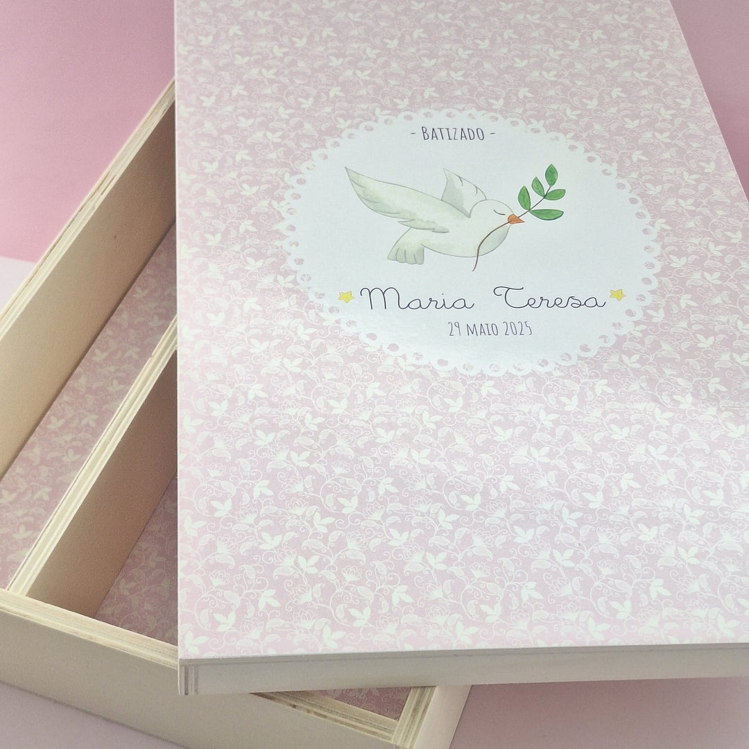 Caixa Batizado Ilustração para Vela Toalha e Concha - Cutxi Cutxi - Presentes Personalizados