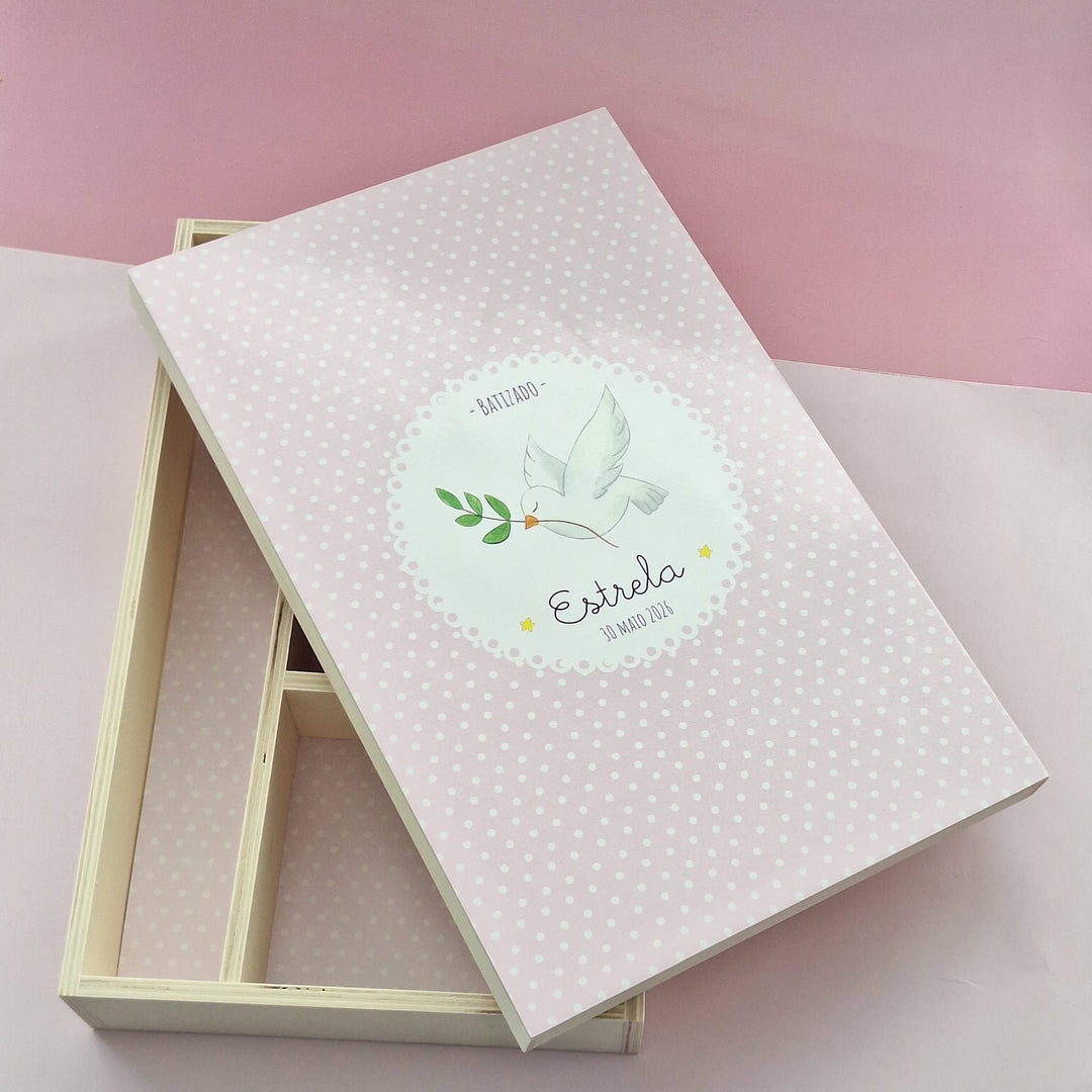 Caixa Batizado Ilustração para Vela Toalha e Concha - Cutxi Cutxi - Presentes Personalizados